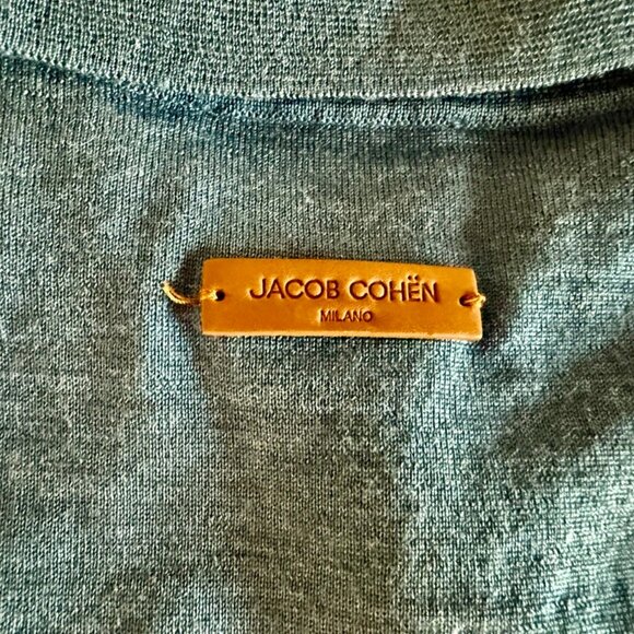 Jacob Cohën Luxury Wool & Silk Polo Shirt Men's Teal Blue, Italy, $492RT, Size S - Picture 8 of 11